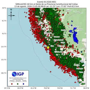 Mapa sísmico del sismo de magnitud 4.4 a 70 km al O de San Juan, Nasca - Ica, Perú